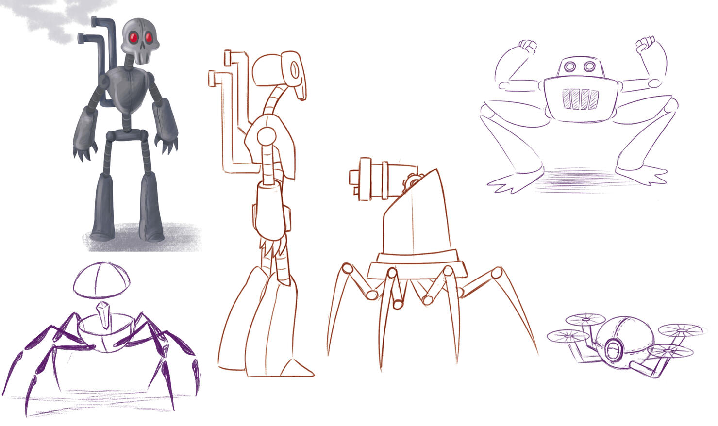 Concept schematic showing different kinds of robots.