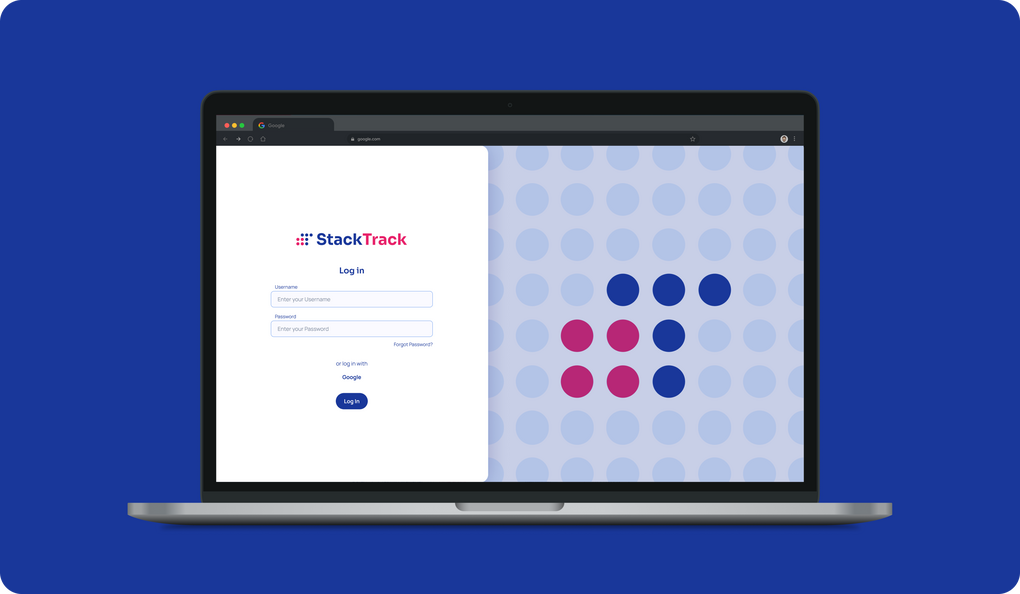 image of StackTrack Login Screen mockup